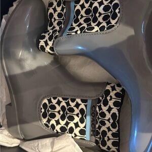 Coach Gray and Black Patterned Winter Boots/Rain Boots